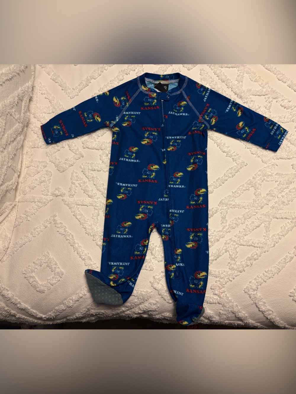 Kansas Jayhawks Blue Infant Footed Pajama Sleeper